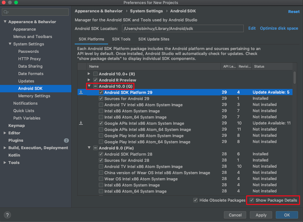 Android Studio install Android SDK