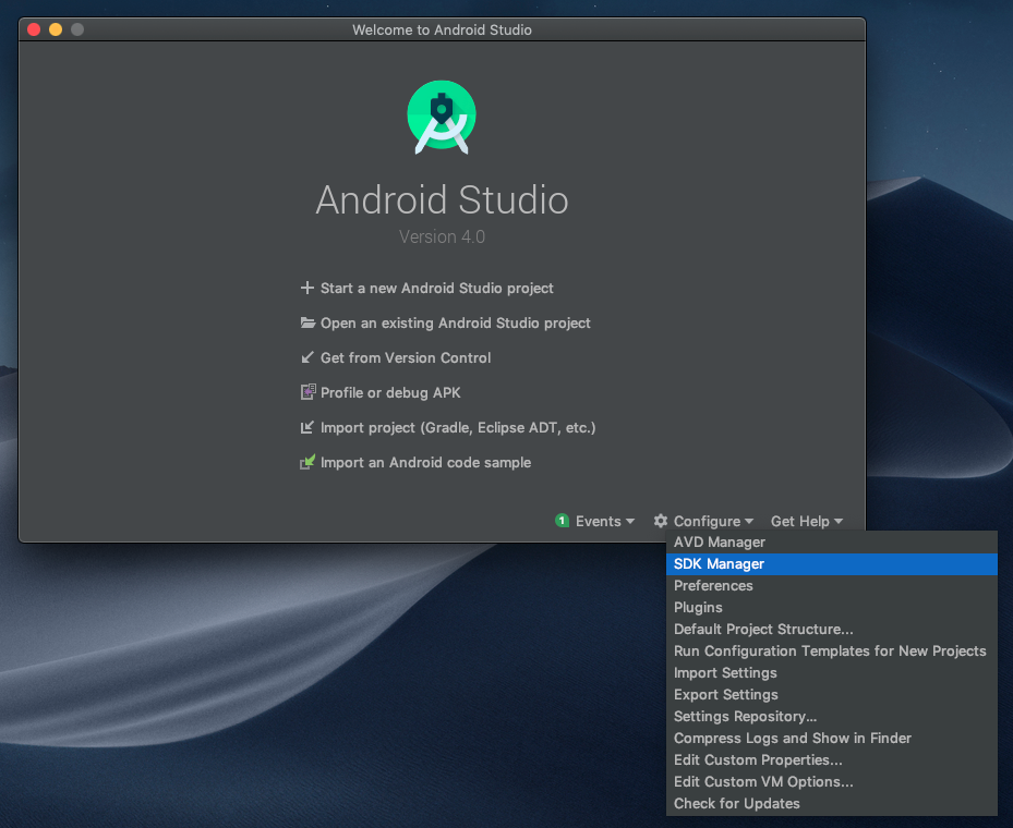 Android Studio SDK manager