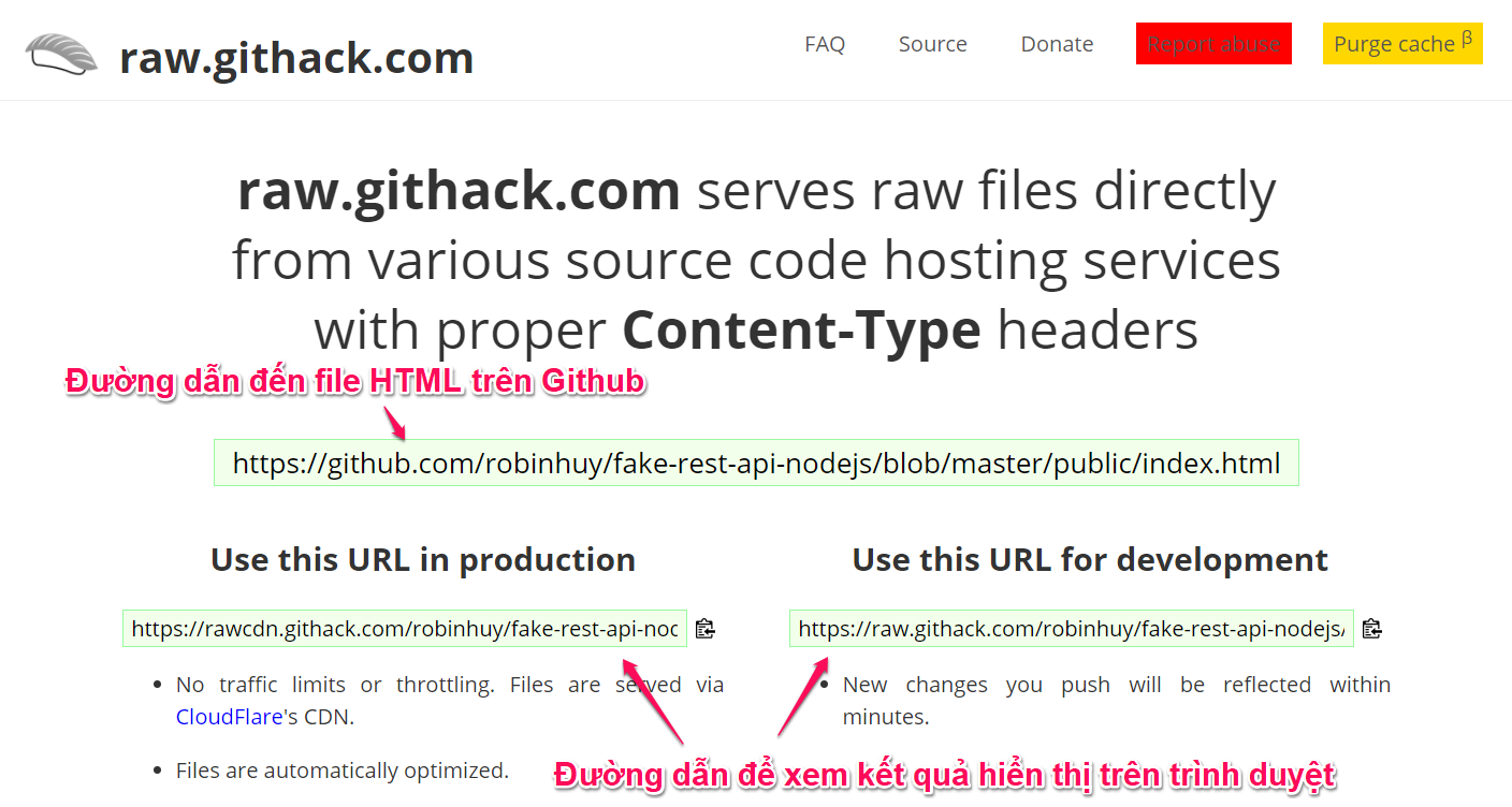 Xem nội dung file HTML trên trang raw.githack.com